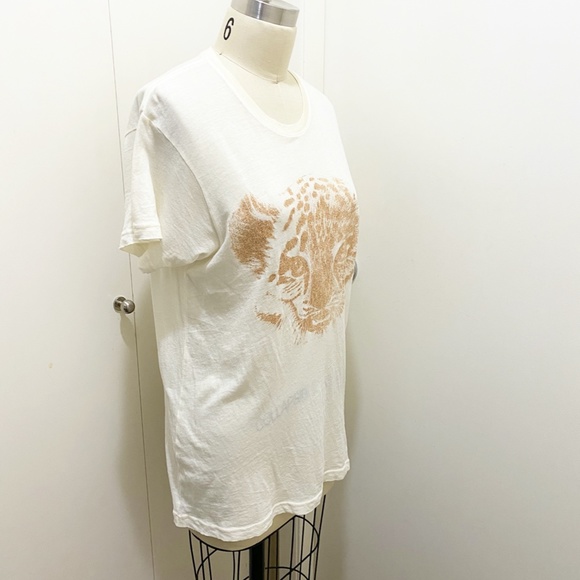 Wildfox Baby Cheetah and Claw Sparkle Tee Sheer Off White XS - Picture 10 of 13